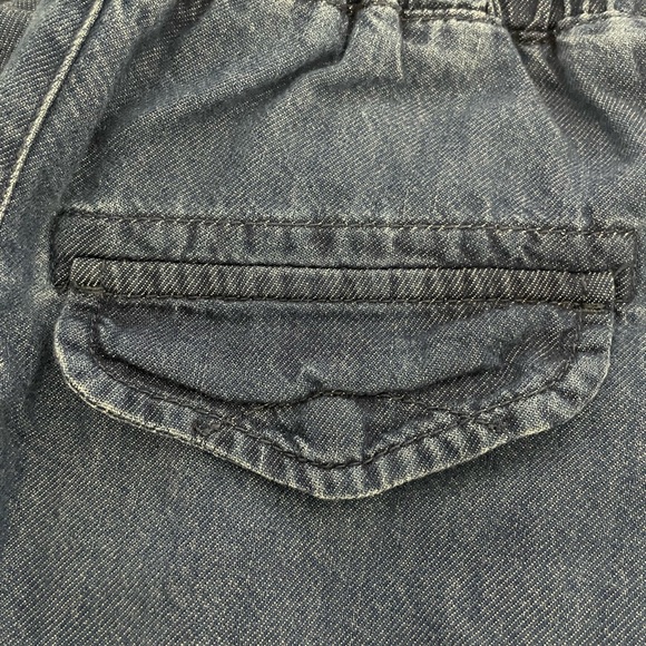 Anthropologie Pilcro Cottage Utility Cargo Blue Chambray Denim Drawstring Pants - Picture 10 of 16